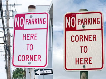ハワイの道路標識 NO PARKING HERE TO CORNER / CORNER TO HERE